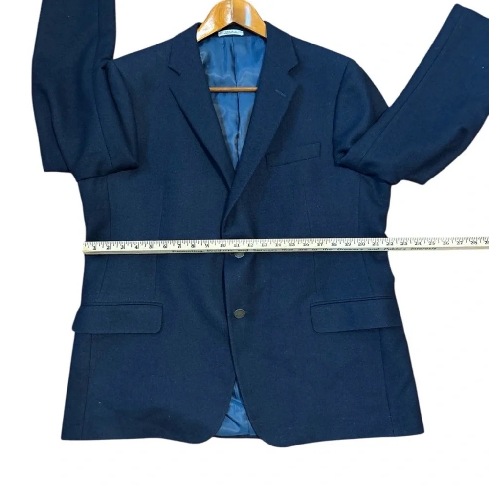 Hickey Freeman Navy Cashmere Silk Blazer Sport Coat 46R St George Gold Buttons